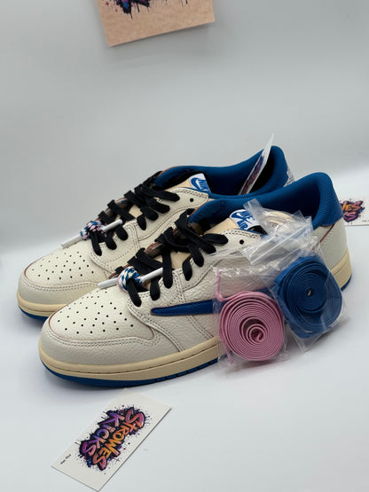Travis Scott x Fragment x Air Jordan 1 Low "Sail Military Blue”
