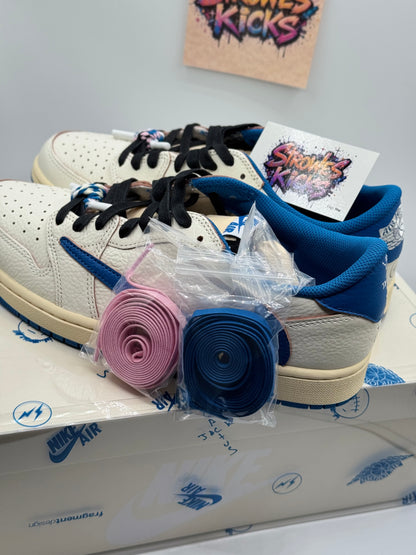 Travis Scott x Fragment x Air Jordan 1 Low "Sail Military Blue”