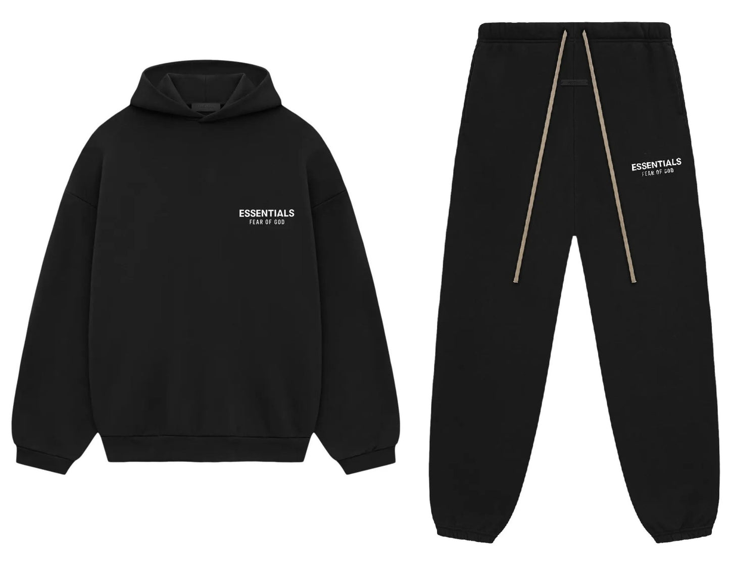 Fear of God Essentials Fleece Hoodie II Black Hoodie & Sweatpants Set (FW24)