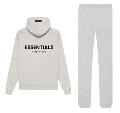 Fear of God Essentials Light Oatmeal Hoodie & Sweatpants Set (SS22)