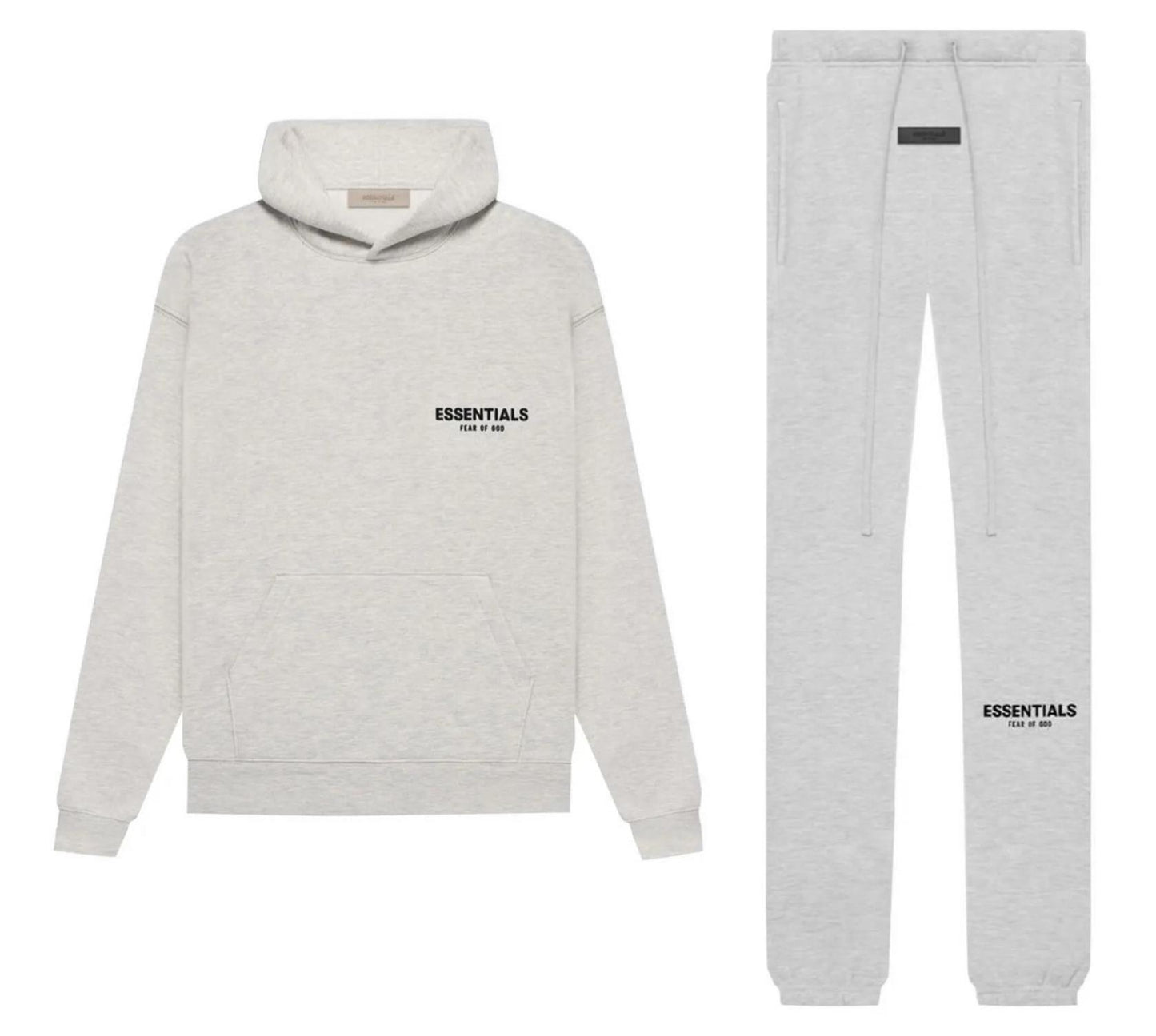 Fear of God Essentials Light Oatmeal Hoodie & Sweatpants Set (SS22)