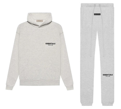 Fear of God Essentials Light Oatmeal Hoodie & Sweatpants Set (SS22)